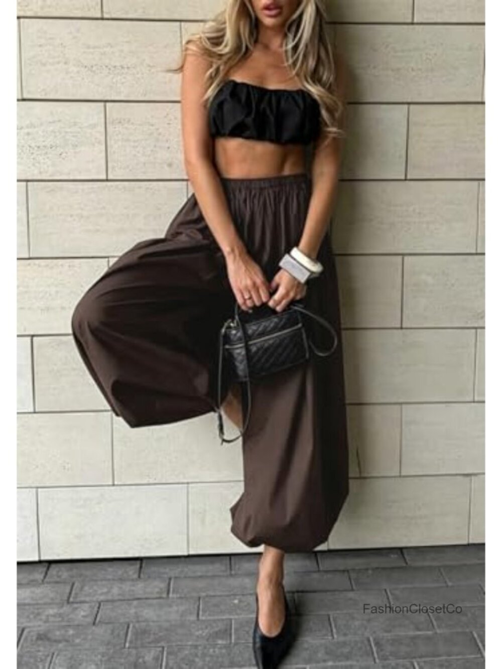 Women's High Rise Harem Pants Drawstring Elastic Waist Pockets Wide Leg - Picture 5 of 5